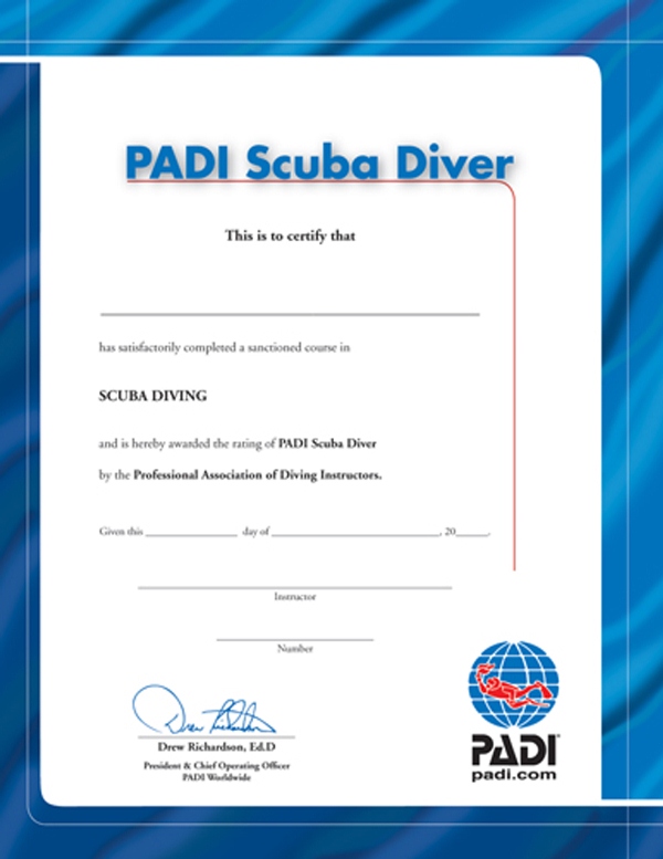 PADI - Certificate PADI Scuba Diver